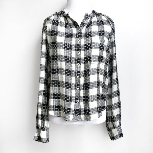 Pilcro Breezy Buttondown Checkered Blouse - Picture 2 of 13